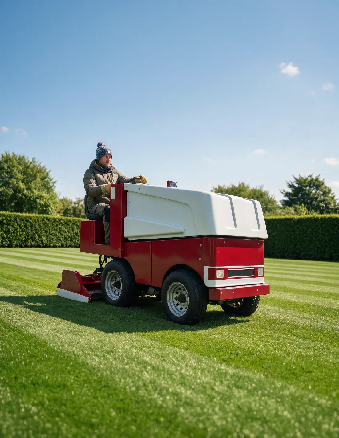 Una Zamboni liscia il prato di un giardino